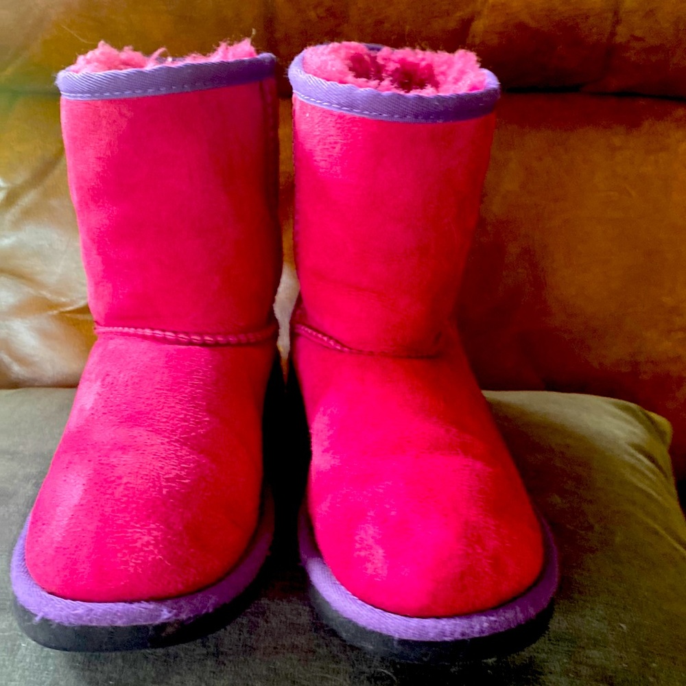 Ugg Pink Bootes trimmed in Purple size 1
